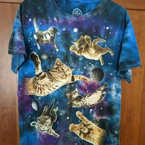 Cats In Space Tie Dye T EUC